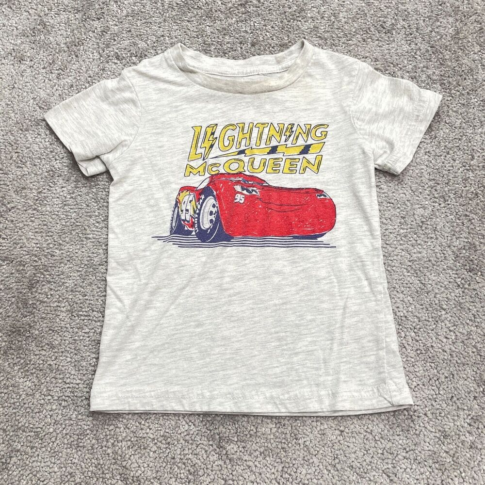 Disney Pixar Cars Graphic T-Shirt Toddler 3T Gray Crew Neck Short Sleeve Casual